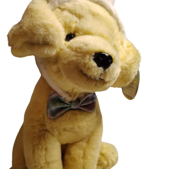 FAO Schwarz Yellow Plush Puppy Dog Labrador Bunny Ears Bowtie Stuffed Animal 12" - Picture 4 of 16